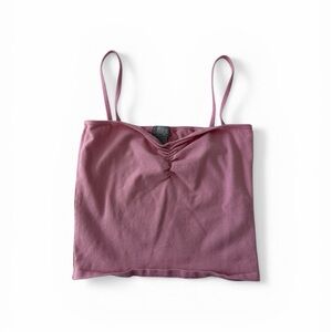 Women's Pink Ruched Front Cropped Cami Tank Top